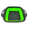 Colander silicone folding with handles rectangular green (23.5x18.5x7)