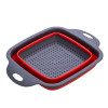 Colander silicone folding with handles rectangular red (23.5x18.5x7 cm)