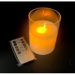 Свічка з Led підсвічуванням з полум'ям, що рухається, і пультом управління (7,5х7,5х15 см)