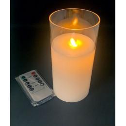 Свічка з Led підсвічуванням з полум'ям, що рухається, і пультом управління (9х7,5х7,5 см)