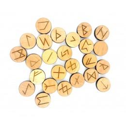 Alder runes, round (d=31mm) covered with linseed oil and beeswax.