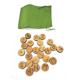 Alder runes in a bag, coated with linseed oil and beeswax (d=31mm)