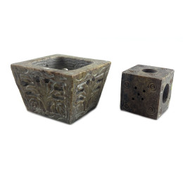 Candlestick-stand for incense made of soapstone, square (5.6x5.6x4 cm)