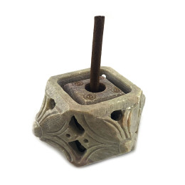 Candlestick-stand for incense made of soapstone, figured (7.8x7.8x4.0 cm)