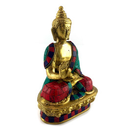 Будда бронзовый бирюза, кораллы (17.5х 11х7.7 см)