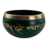 DISCOUNT: Green bronze singing bowl "Buddha" (D-13.8 cm, H-6.5 cm)