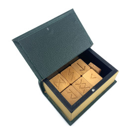Скринька "Руни" (13,5х9х5 см), для зберігання рун зелена