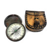 Компас бронзовый в кожаном футляре" Stanley London" ( 8,8х8,4х3,4 см)