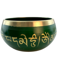 DISCOUNT. Singing bowl bronze "Buddha" green (10.1x 9.2x 4.9 cm)