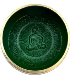 DISCOUNT. Singing bowl bronze "Buddha" green (10.1x 9.2x 4.9 cm)