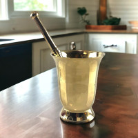 Bronze mortar and pestle (d-8.5 cm. h-10.7 cm)