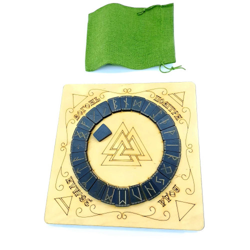 Комплект темных рун с руническим алтарем и мешочком