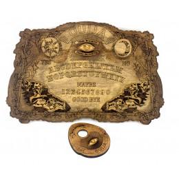 Antique Ouija board "OUIJA" in English (495x320x8mm). Pointer with magnifying glass included.