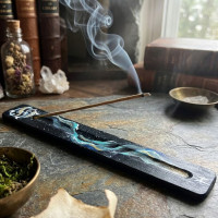 Incense stand "Zodiac-Pisces" (260x40x7 mm), hand-painted, solid wood.