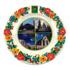 Plate Budyansky faience (d-240 mm) "Kharkov, 4 images", hand-painted (there are stands, under the
