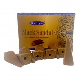 Black Sandal Backflow Dhoop Cone (Чорний Сандал)(Satya) 10 конусів в упаковці
