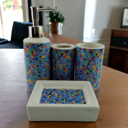 Набор для ванной  керамический "Мозаика синяя"