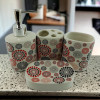Ceramic bathroom set "Red and black circles"