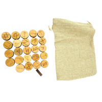 Round alder runes in a bag, coated with linseed oil and beeswax (d=23mm)