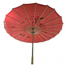 Зонтик из бамбука и шелка  красный ( 55х 82 см)