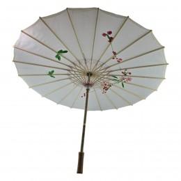 Зонтик из бамбука и шелка белый ( 55х 82 см)