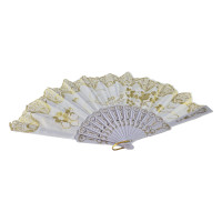 White fan with golden flowers (44x 24x 2.5 cm)