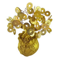 Money tree in a bag of wealth (18x 16.5x 11.5 cm)