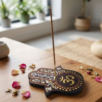 Incense stand "OM" Hamsa (12.6x 9.5x 0.8 cm)