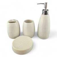 Ceramic bathroom set, milky (25x23.5x 8 cm)