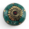 Metal box with turquoise (h-3.2; d-4.7 cm)