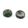 Metal box with turquoise (h-3.2; d-4.7 cm)