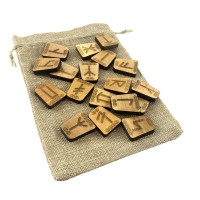 Runes "Slavic" light, 18 runes (2.9×2.4×0.7 cm) with a bag, solid wood