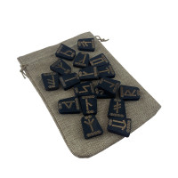 Runes "Slavic" dark, 18 runes (2.9×2.4×0.7 cm) with a bag, solid wood