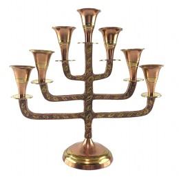 Bronze copper-plated menorah candlestick (19x19x6.5 cm)