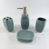 Blue-gray ceramic bathroom set (23x21x11 cm)