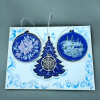 Крафтовая новогодняя открытка "Морозные узоры" (200*150*8мм).Комплект 3 подвески с аппликацией