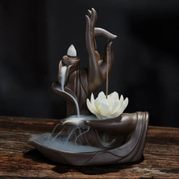 Incense stand Back Flow "Lotus Mudra" (20.5x17.5x7.3 cm)