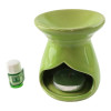 Ceramic aroma lamp green "Warm Light of Comfort" gift set (12.6 x 7.6 x 7.3 cm)
