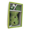 Ceramic aroma lamp green "Warm Light of Comfort" gift set (12.6 x 7.6 x 7.3 cm)