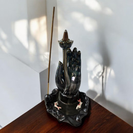 Подставка под благовония Back Flow "Лотос и Рука" (11х11х17,5 см)