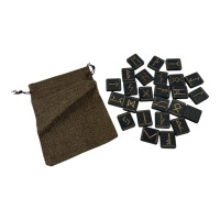 Руны "Скандинавские" темные с орнаментом, 25 рун (3,1×2,7×0,7 см) с мешочком в комплекте.
