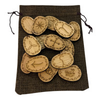 Runes "Witches" (Wiccan) light, 14 runes (4.2 * 3.1 * 0.7 cm) with a bag, solid wood