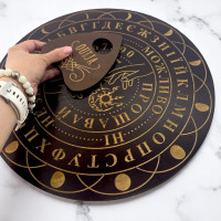 Спиритическая доска OUIJA "Круглая" темная на украинском языке (d=36,5см×0,8см)