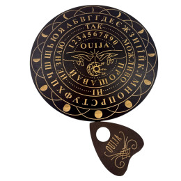 Спіритична дошка OUIJA "Кругла" темна українською мовою (d=36,5см×0,8см)