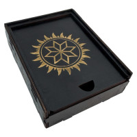 Box for runes and amulets "Alatyr" (14x10.5x4cm), wooden, covered with dark enamel.
