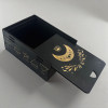 Box for Wiccan runes and Tarot cards "Box of Providence" (16x12x7cm), wooden covered with dark