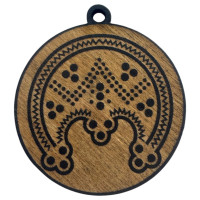 Amulet "Lunnitsa", dark (d-4.5 cm) wood, covered with enamel.