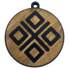 Amulet "Makosh", dark (d-4.5 cm) wood, covered with enamel.