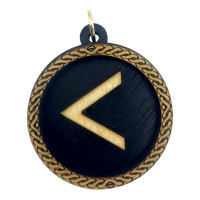 Runic amulet-pendant "Kano" (d-45mm), wood.