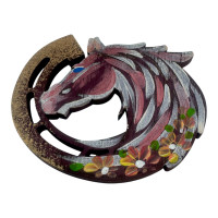 Magnet "Horseshoe with a horse for good luck" (80*70*4mm), hand painted.